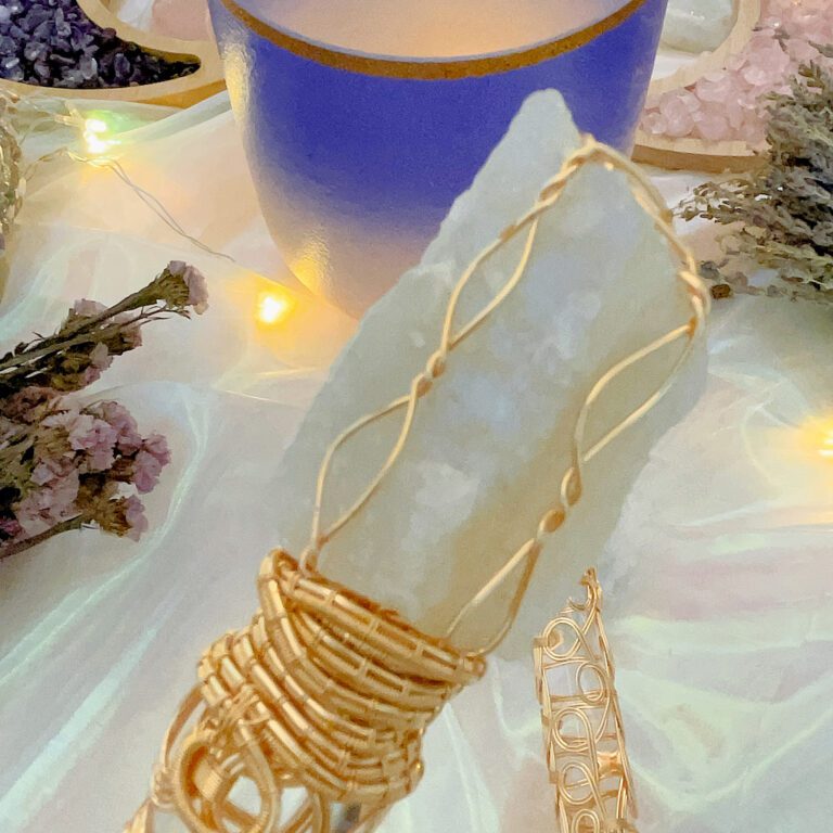 WHITE MOONSTONE GOLD WIRE-WRAPPED MALLET