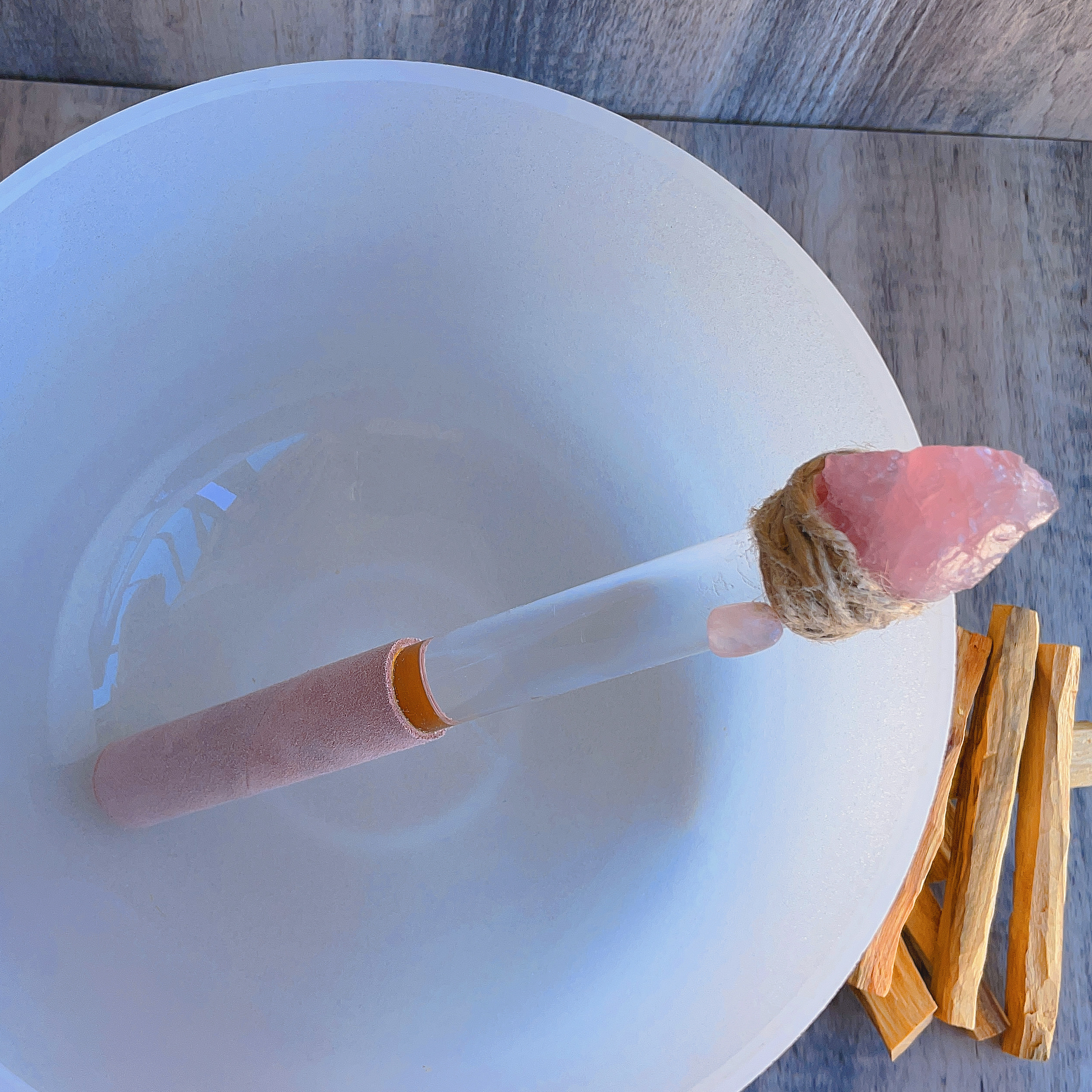 Rose Crystal Quartz Mallet | Singing Bowl Mallet | Best Mallet For Crystal Singing Bowls | Crystal Singing Bowl Mallet